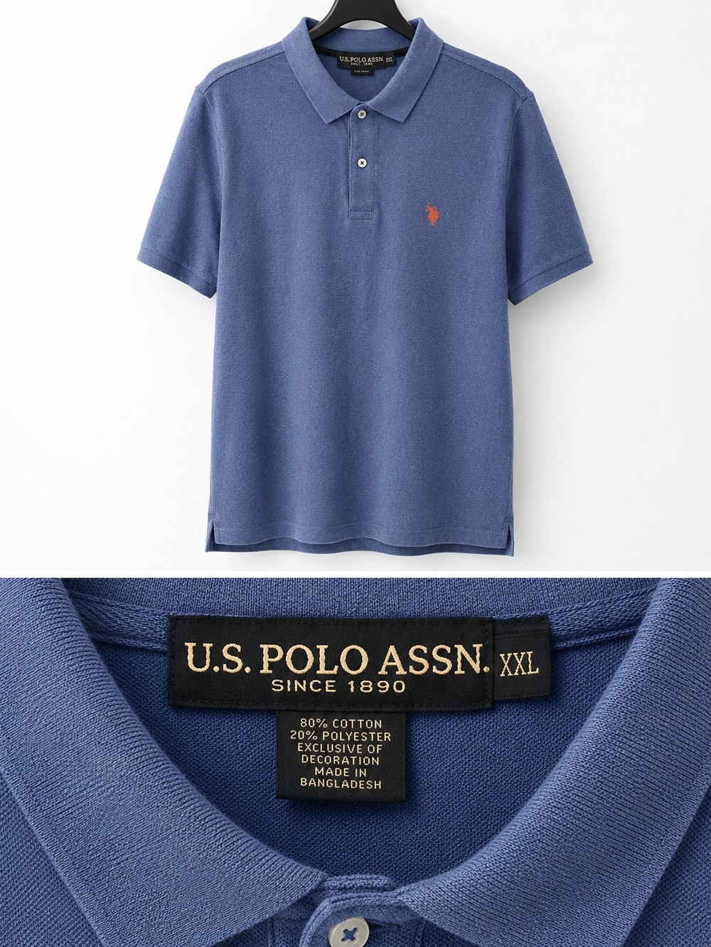U.S. Polo Assn. Dusty Blue Short-Sleeve Polo with Embroidered Logo